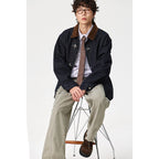 Designer Snap Button Denim Jacket for Men Retro Versatile Blue Denim Coat