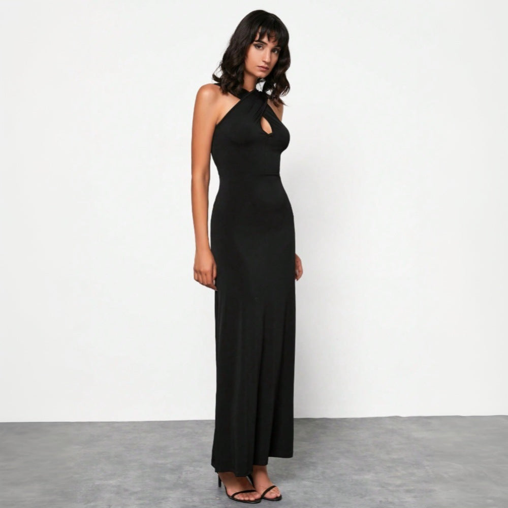 Pure desire sexy dress with backless design and high waist long skirt