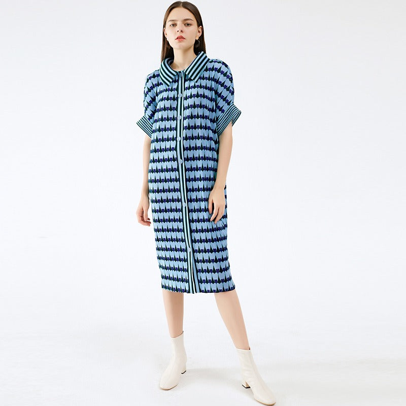 Spring Hearts Love Printed Dress Cardigan Button Dress Elegant Flare Sleeve Designer Clothing 8958