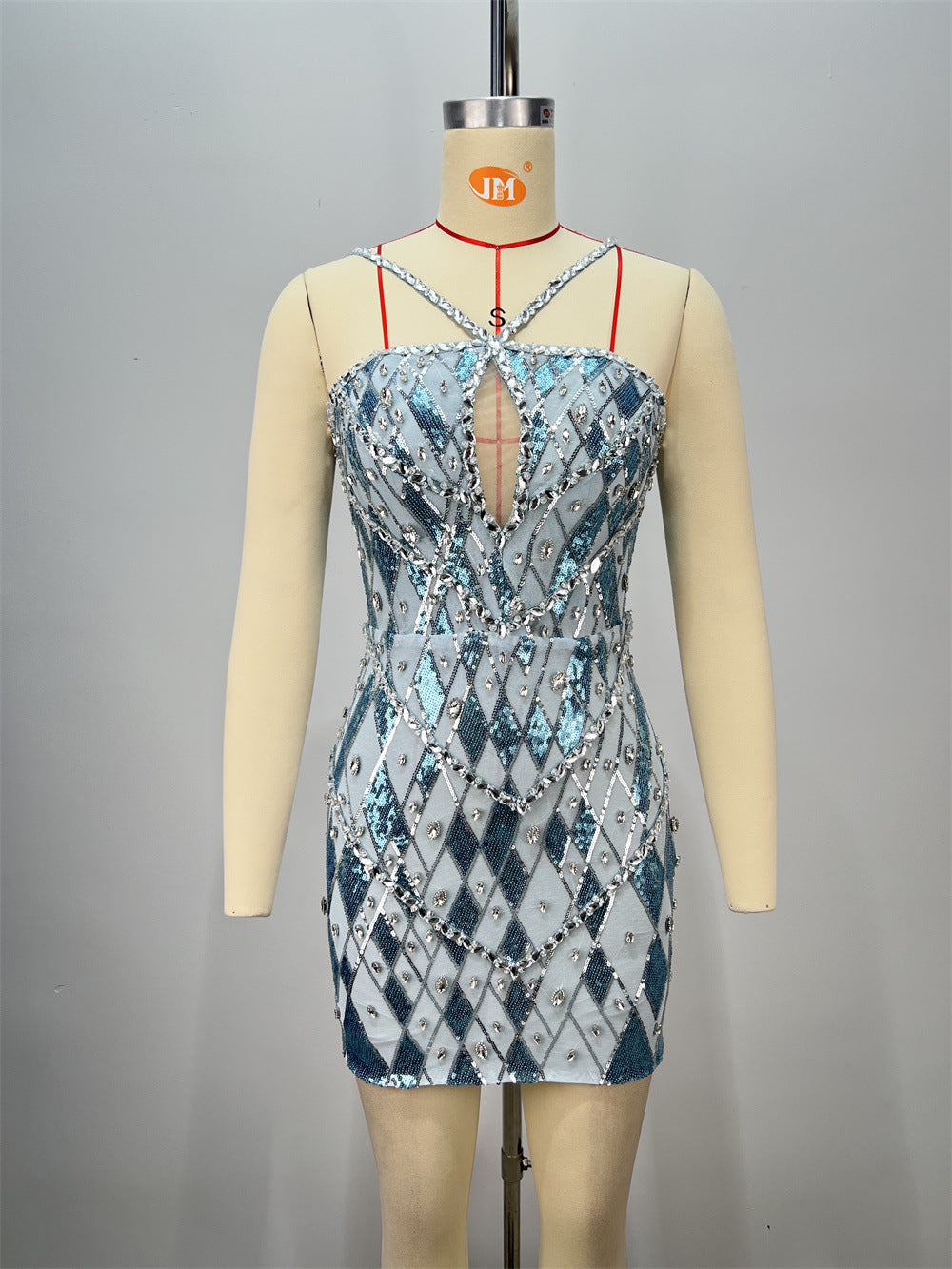 Performance Costume Set - Sleeveless Waist-Cut  Fashion Luxury Celebrity Dress