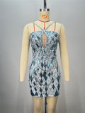 Performance Costume Set - Sleeveless Waist-Cut  Fashion Luxury Celebrity Dress