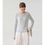 Lazy Textured Breathable Knit Openwork Cardigan, Light-Enhancing Loose Casual Top