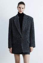 Flip collar woolen coat