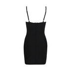 New Designer Black Color Women Rayon Bandage Sexy Bodycon Mini Dress Nightclub Party Celebrate Outfit Vestido