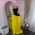 Elegant Spring New Women's Strapless Belted Pleated Long Dress Evening Gown with Scarf
