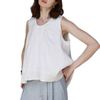 Linen Vest A-line Hem Women's Summer Loose Sleeveless Backless Design Top