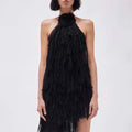 Summer new women's 3D three-dimensional flower decoration halter neck backless tassel streamer vest y2k fashion sexy holiday top