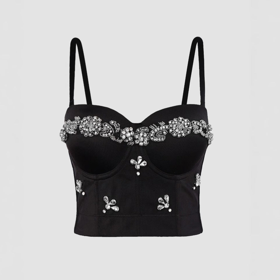 Sexy Fishbone Strapless Bra with Rhinestone Pattern for Performance