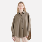 Simple silhouette temperament irregular long-sleeved shirt women's spring new casual single-breasted lapel shirt