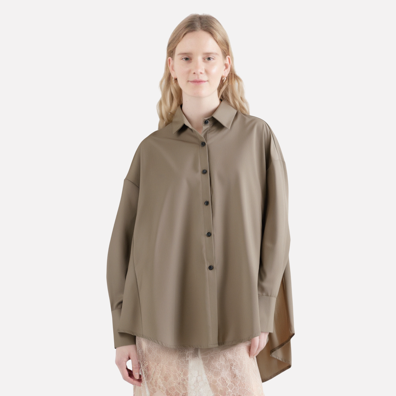 Simple silhouette temperament irregular long-sleeved shirt women's spring new casual single-breasted lapel shirt