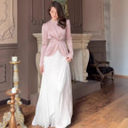 Elegant Color-Blocked Suit Dress for Women, Long Sleeve, Autumn Fashion, Pleated Design