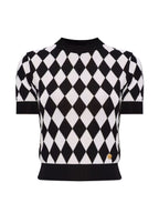 High quality short sleeved niche knitwear women's new diamond grid age reducing shirt top