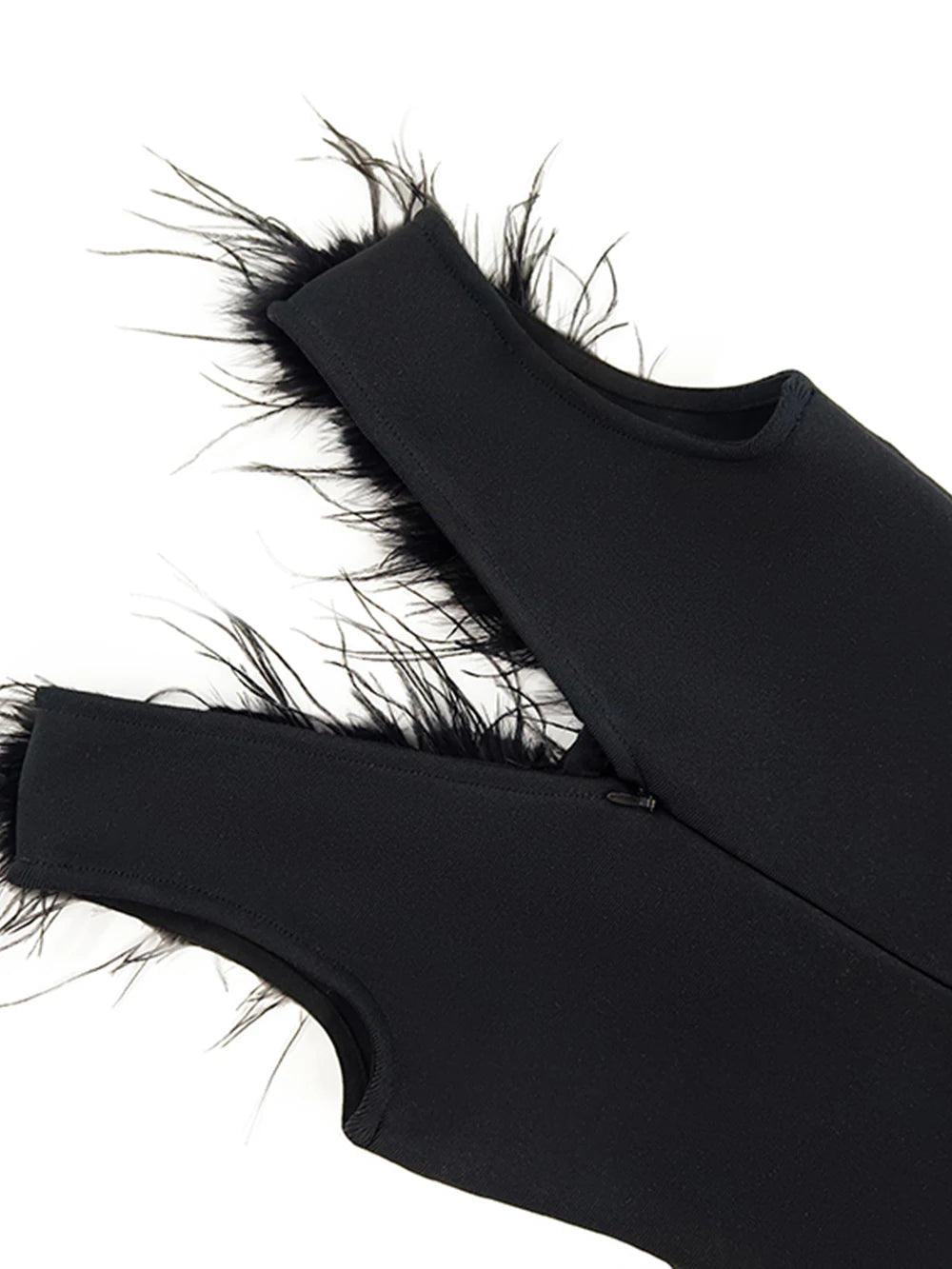 Women's High-end Light-luxury and Niche Bowtie Ostrich Hair Bandage Dress for Special Occasions