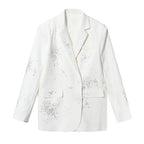 Fashion Women's Blazer Notched Collar Single Breasted Rhinestone Irregular Loose Solid Suit Jackets Autumn New