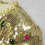 Women's New Long Sleeve Sequined Diamond Mid Length Slit Bandage Dress