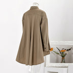 Simple silhouette temperament irregular long-sleeved shirt women's spring new casual single-breasted lapel shirt
