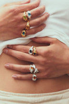 Retro inlaid gemstone ring