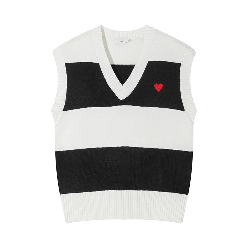 Women's knitted vest sweater spring new knitted sweater pullover tops V-neck sleeveless vest women's clothing couple casual
