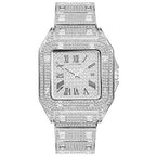 Hip Hop Iced Out Men Watch Square Diamond Quartz Luxury Mens Wrist Watches Gold Roman Calendar Steel Clock Relogio Masculino