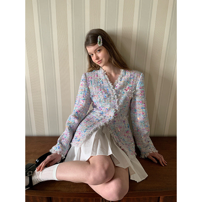 Fashion heavy industry tassel floral small fragrant style coat for women