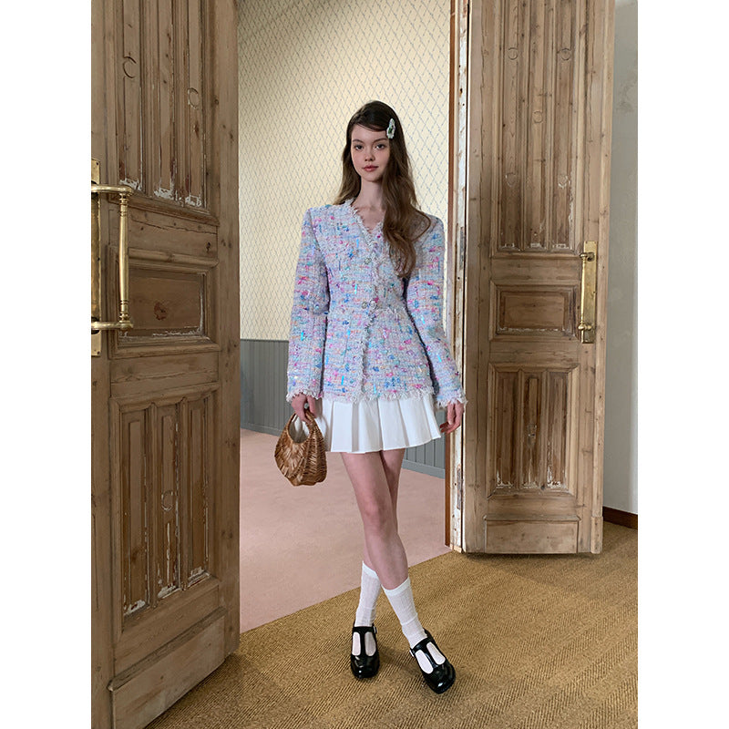 Fashion heavy industry tassel floral small fragrant style coat for women