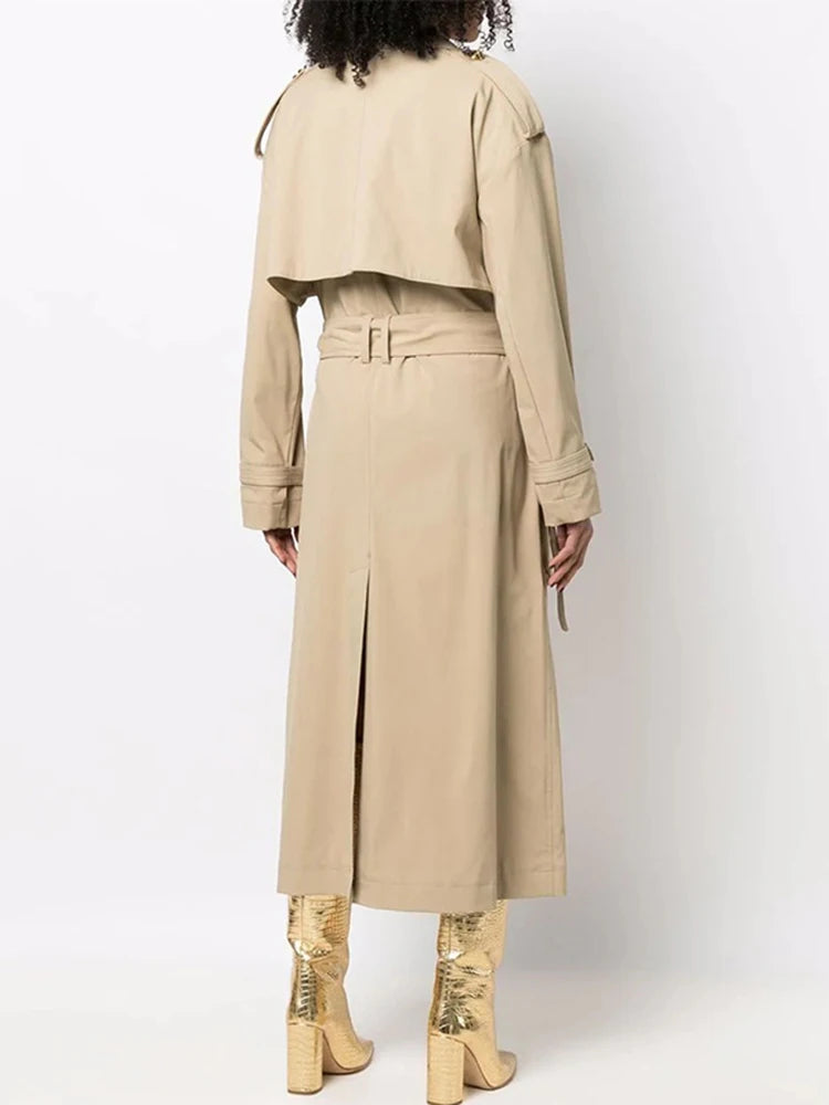 HIGH STREET Fall Winter Designer Fashion Women's Elegant Double Breasted  Belted Trench OverCoat