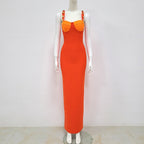 JUNE LIPS The Latest  Fashion Designer Sexy Orange Long Maxi Bandage  Dress Party Evening Dresses Wholesale Dropship