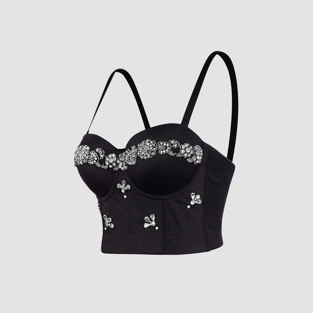 Sexy Fishbone Strapless Bra with Rhinestone Pattern for Performance