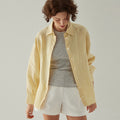 Linen Side Slit Blouse Women's French Casual Loose Top and Jacket Loose Shirt