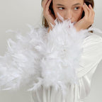 Fashionable Spring Summer Women's Open Front Feather Satin Robe Loose Long  Bathrobe Home Wear
