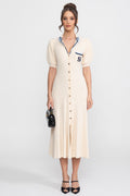 Knitted A-line polo dress