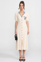 Knitted A-line polo dress