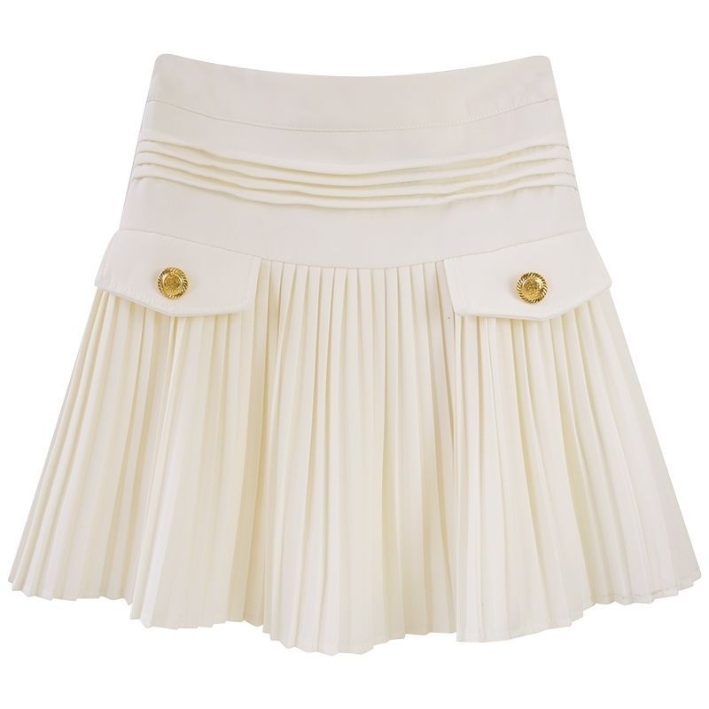 Korean style design, niche pleated skirt, A-line slimming temperament, high waisted short skirt