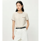 Chic Minimalist Round Neck Short Sleeve T-Shirt for WomenCasual Office Wear