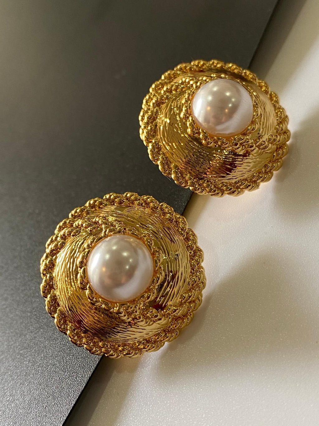 Brass Retro Natural Stone Pearl Necklace Earrings  Women Jewelry Punk Designer Japan Korean
