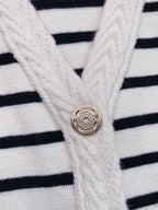 Striped knit vest+A-line skirt V-neck patchwork short top