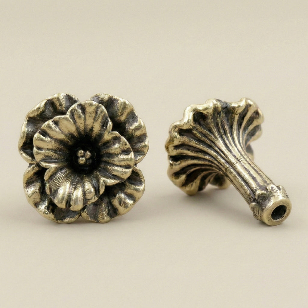 Antique Brass Flower Drawer Knobs
