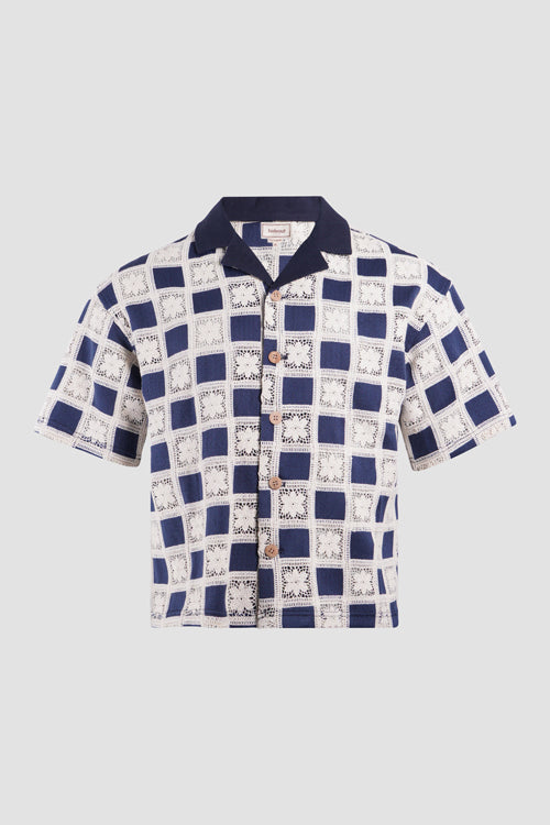 Flower Pattern Crochet Button Up Shirt