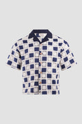 Flower Pattern Crochet Button Up Shirt