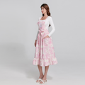 French Toile de Jouy Premium Cotton Apron with Embroidered Royal Emblem