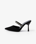 Suede Rhinestone High Heels