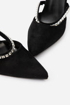 Suede Rhinestone High Heels