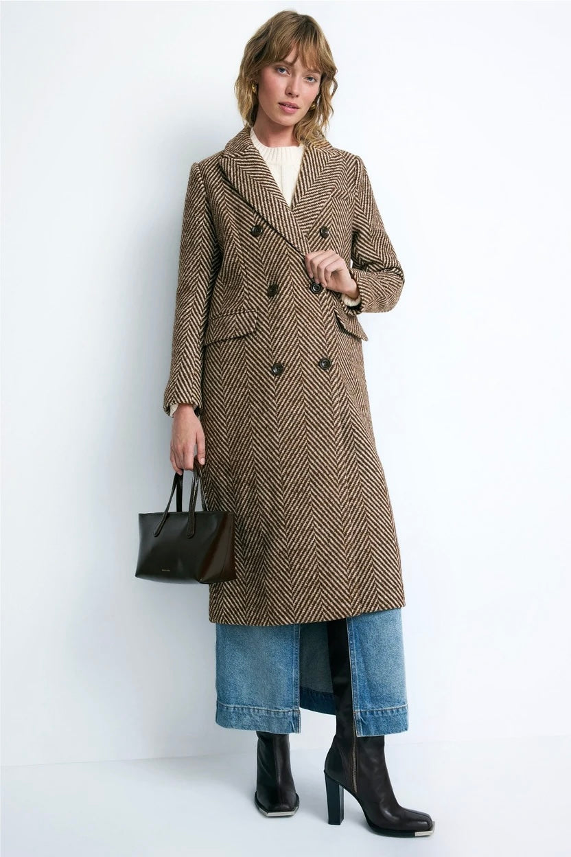 Herringbone Wool Coat