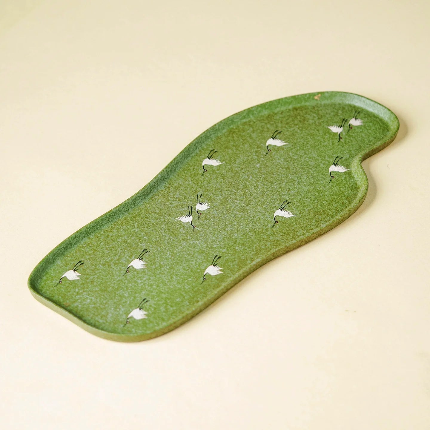 Crane Green Glaze Tea Tray — “Qingchi” Dry Tea Plate-0