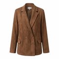Confident Double Breasted Faux Suede Blazer