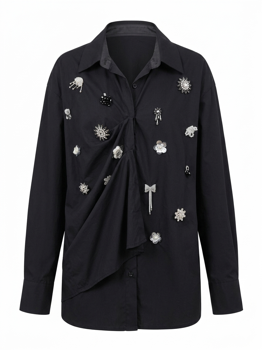 Audacious Rhinestone Long Sleeve Shirt-3