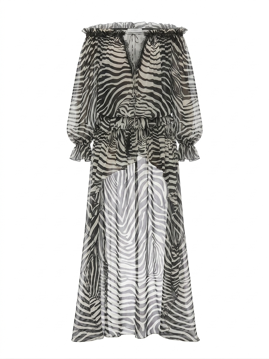 Fierce Zebra Print Maxi Dress