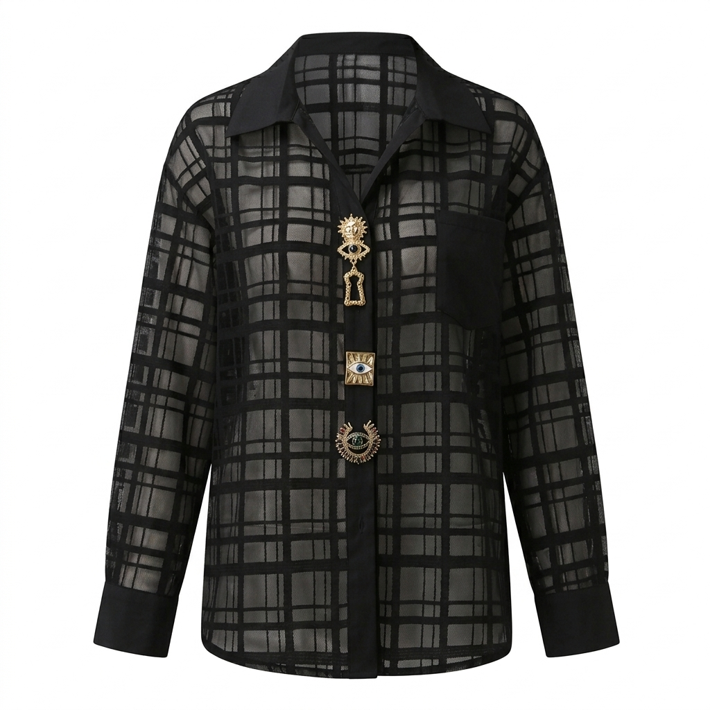 Audacious Mesh Patchwork Blouse