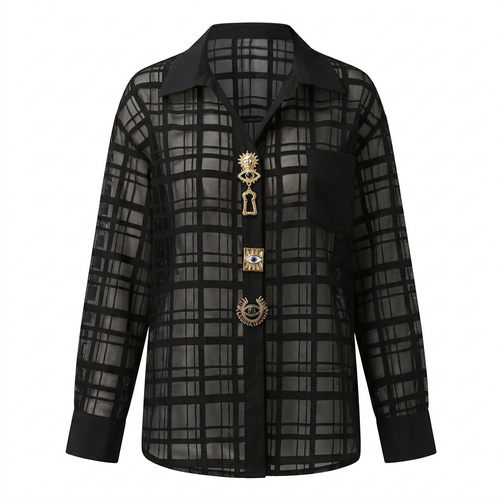 Audacious Mesh Patchwork Blouse-4