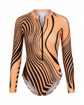 Vibrant Striped Zipper One-Piece